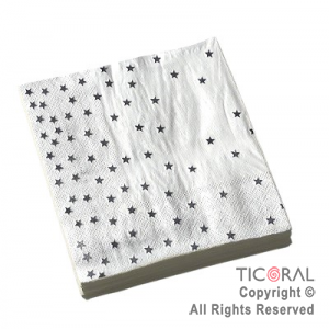 SERVILLETA ESTRELLAS STAMPING PLATA GM X 20